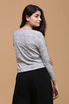 Zivame Burn out Stripe Tee- Grey Melange — thumbnail 3
