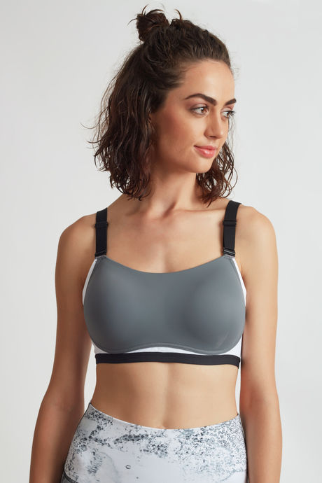 Zelocity High Impact Padded Sports Bra- Grey N White — image 3