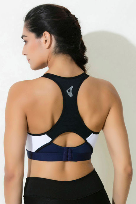 Zelocity High Impact Padded Wide Waist Band Sports Bra - Blue N Black — image 3