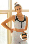 Zelocity Padded Front-Open Zipper Sports Bra - Purple N Print — thumbnail 1