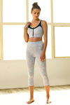 Zelocity Padded Front-Open Zipper Sports Bra - Purple N Print — thumbnail 4