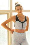 Zelocity Padded Front-Open Zipper Sports Bra - Purple N Print — thumbnail 6