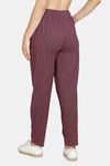 Zelocity Easy Movement Straight Fit Pants - Plum Melange — thumbnail 3