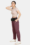 Zelocity Easy Movement Straight Fit Pants - Plum Melange — thumbnail 4