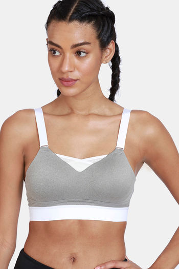 Zelocity High Impact Quick Dry Padded Sports Bra - Lt Grey