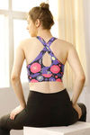 Zelocity Sports Bra With Removable Padding  - Black N Print — thumbnail 3