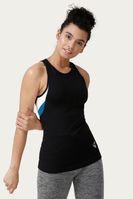 

Zelocity Pop Fresh Criss Cross Back Skin Fit Tank Top Black, Blacks