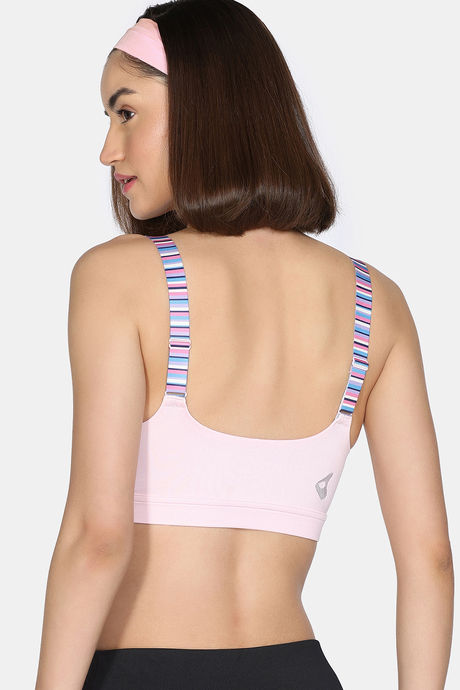 Zelocity High Impact Quick Dry Front Opening Multicolor Strap Sports Bra - Pink-A-Boo — image 3