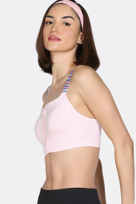 Zelocity High Impact Quick Dry Front Opening Multicolor Strap Sports Bra - Pink-A-Boo — image 4