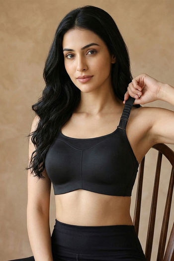 model image of Zelocity High Impact Quick Dry Sports Bra - Jet Black