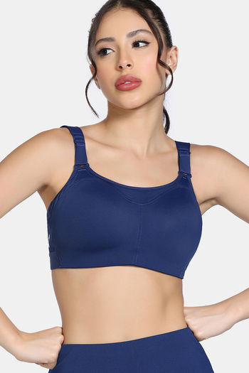 model image of Zelocity High Impact Quick Dry Sports Bra - Medieval Blue