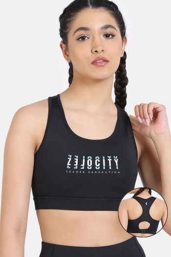Buy Zelocity Women's Polyester Wire Free Casual Sports Bra  (ZC40KWFASH0BLAK002XL_Black_2XL) at