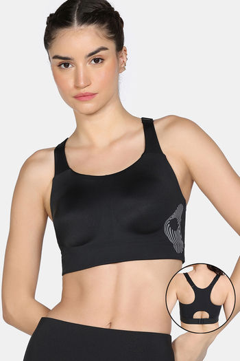 model image of Zelocity High Impact Moisture Wicking Sports Bra - Jet Black
