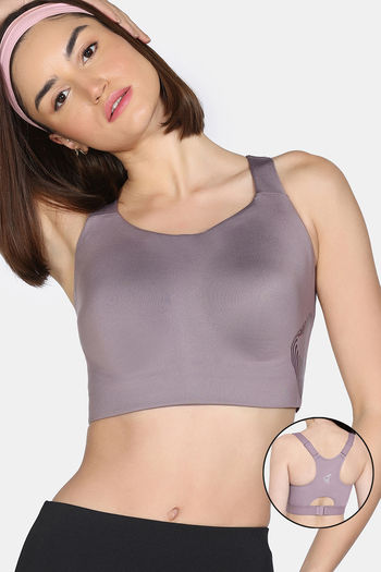 model image of Zelocity High Impact Moisture Wicking Sports Bra - Purple Dove