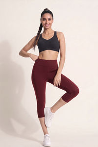 Zelocity Quick Dry 3/4Th Training Leggings- Burgundy — thumbnail 1