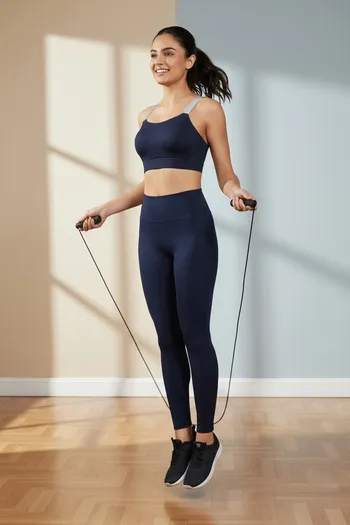 model image of Zelocity High Impact Quick Dry Sports Bra - Black Iris