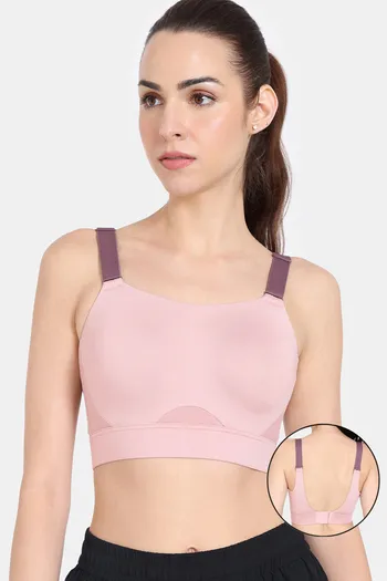 model image of Zelocity High Impact Quick Dry Sports Bra - Peach Whip
