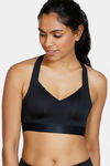 Zelocity High Impact Padded Wide Waist Band Sports Bra - Black — thumbnail 2