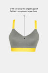 Zelocity High Impact Padded Wide Waist Band Sports Bra - Grey — thumbnail 2