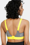 Zelocity High Impact Padded Wide Waist Band Sports Bra - Grey — thumbnail 4