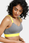 Zelocity High Impact Padded Wide Waist Band Sports Bra - Grey — thumbnail 5