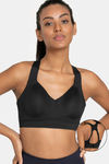 Zelocity High Impact Padded Wide Waist Band Sports Bra - Black — thumbnail 1