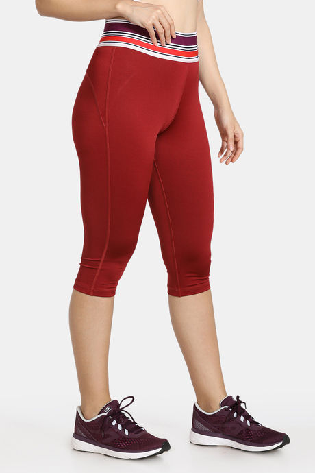 Zelocity Quick Dry 3/4Th Gym Leggings - Rosewood — image 2