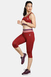 Zelocity Quick Dry 3/4Th Gym Leggings - Rosewood — thumbnail 4
