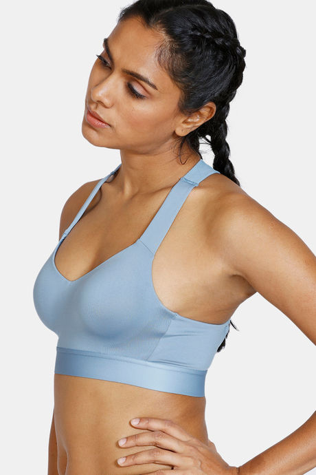 Zelocity High Impact Wide Waist Band Sports Bra - Faded Denim — image 2