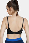 Zelocity Fleece lined Wide Waist Band Sports Bra - Black — thumbnail 3