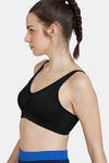 Zelocity Fleece lined Wide Waist Band Sports Bra - Black — thumbnail 4