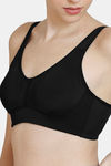 Zelocity Fleece lined Wide Waist Band Sports Bra - Black — thumbnail 6