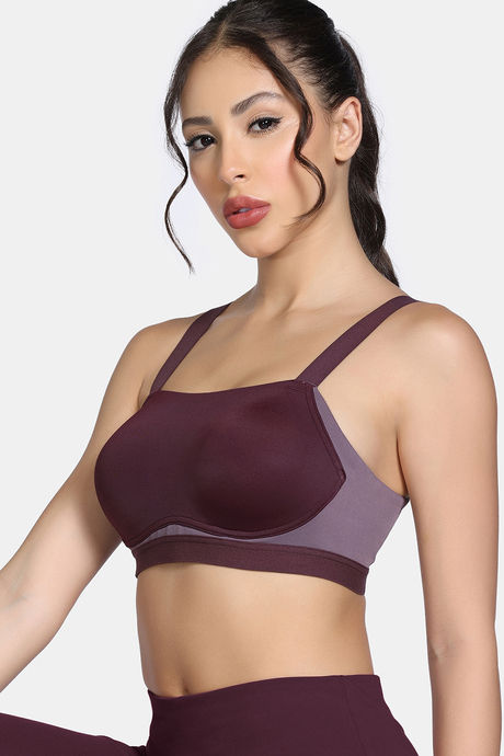 Zelocity High Impact Quick Dry Padded Sports Bra - Fig — image 4
