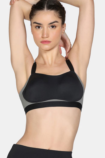 model image of Zelocity High Impact Quick Dry Sports Bra - Jet Black