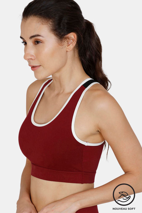 Zelocity Padded sports Bra With Removable padding - Maroon — image 2