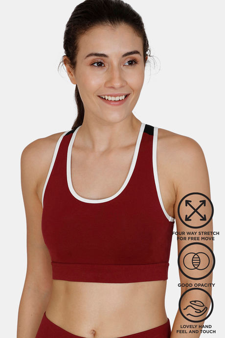 Zelocity Padded sports Bra With Removable padding - Maroon — image 6