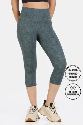 Zelocity Quick Dry 3/4Th Gym Leggings - Trekking Green