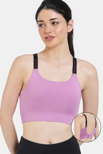Zelocity Medium Impact Moisture Wicking Sports Bra with Removable Padding - Lavender Herb