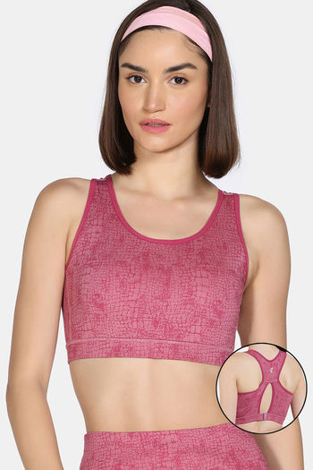 Zelocity Medium Impact Moisture Wicking Sports Bra with Removable Padding - Cashmere Rose