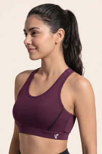 Zelocity  Medium Impact Quick Dry Sports Bra - Fig — thumbnail 4