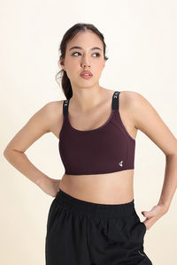 Zelocity Medium Impact Sports Bra - Fig — thumbnail 2