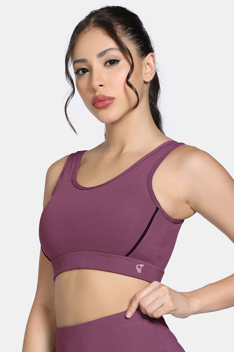 Zelocity Medium Impact Quick Dry Sports Bra - Damson — image 2