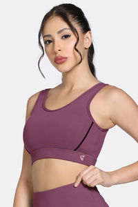 Zelocity Medium Impact Quick Dry Sports Bra - Damson — thumbnail 2