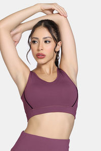 Zelocity Medium Impact Quick Dry Sports Bra - Damson — thumbnail 3