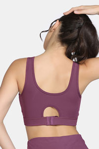 Zelocity Medium Impact Quick Dry Sports Bra - Damson — thumbnail 4