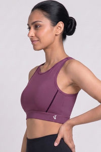 Zelocity Medium Impact Quick Dry Sports Bra - Damson — thumbnail 4