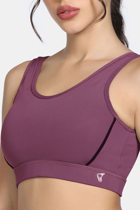 Zelocity Medium Impact Quick Dry Sports Bra - Damson — image 6