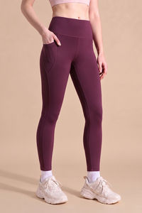 Zelocity Quick Dry Gym Leggings - Damson — thumbnail 2
