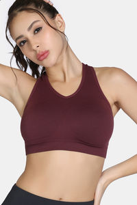 Zelocity Medium Impact Seamless Sports Bra - Fig — thumbnail 2