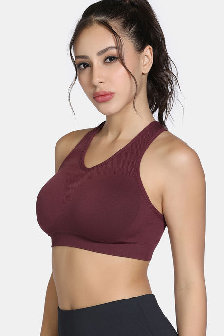 Zelocity Medium Impact Seamless Sports Bra - Fig — image 4